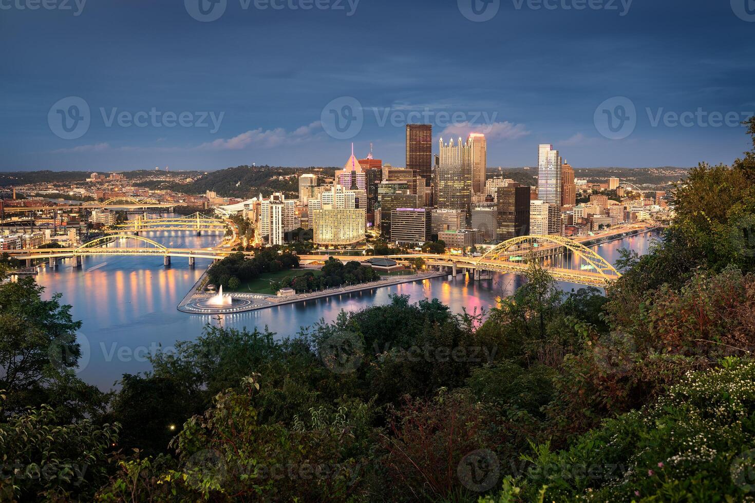 Pittsburgh skyline by night photo