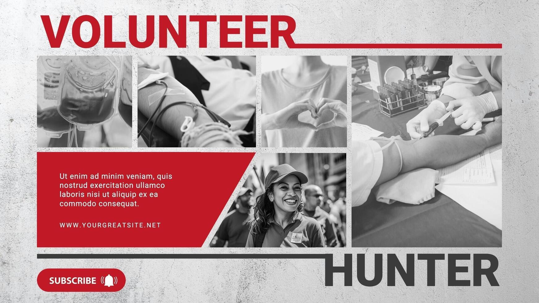 Volunteer Hunter for Blood Donation Youtube Banner template