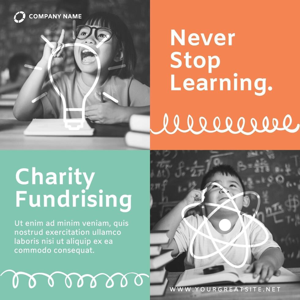 Youth Education's Charity Fundrising for Linkedin Post template