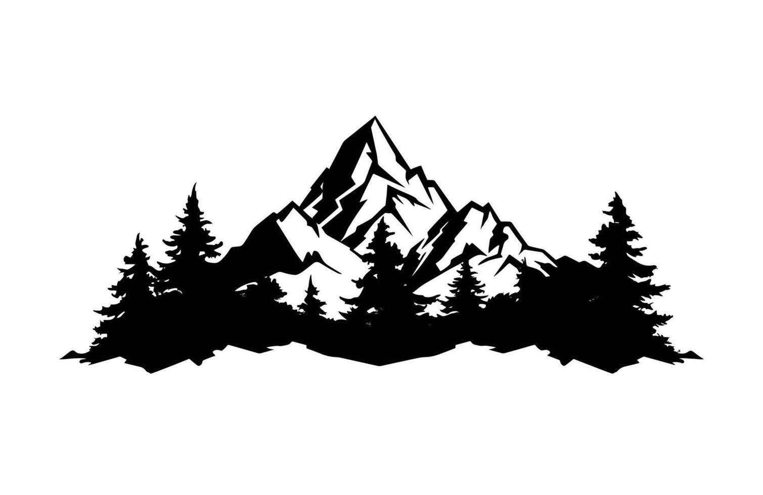 Mountain and tree clipart vector