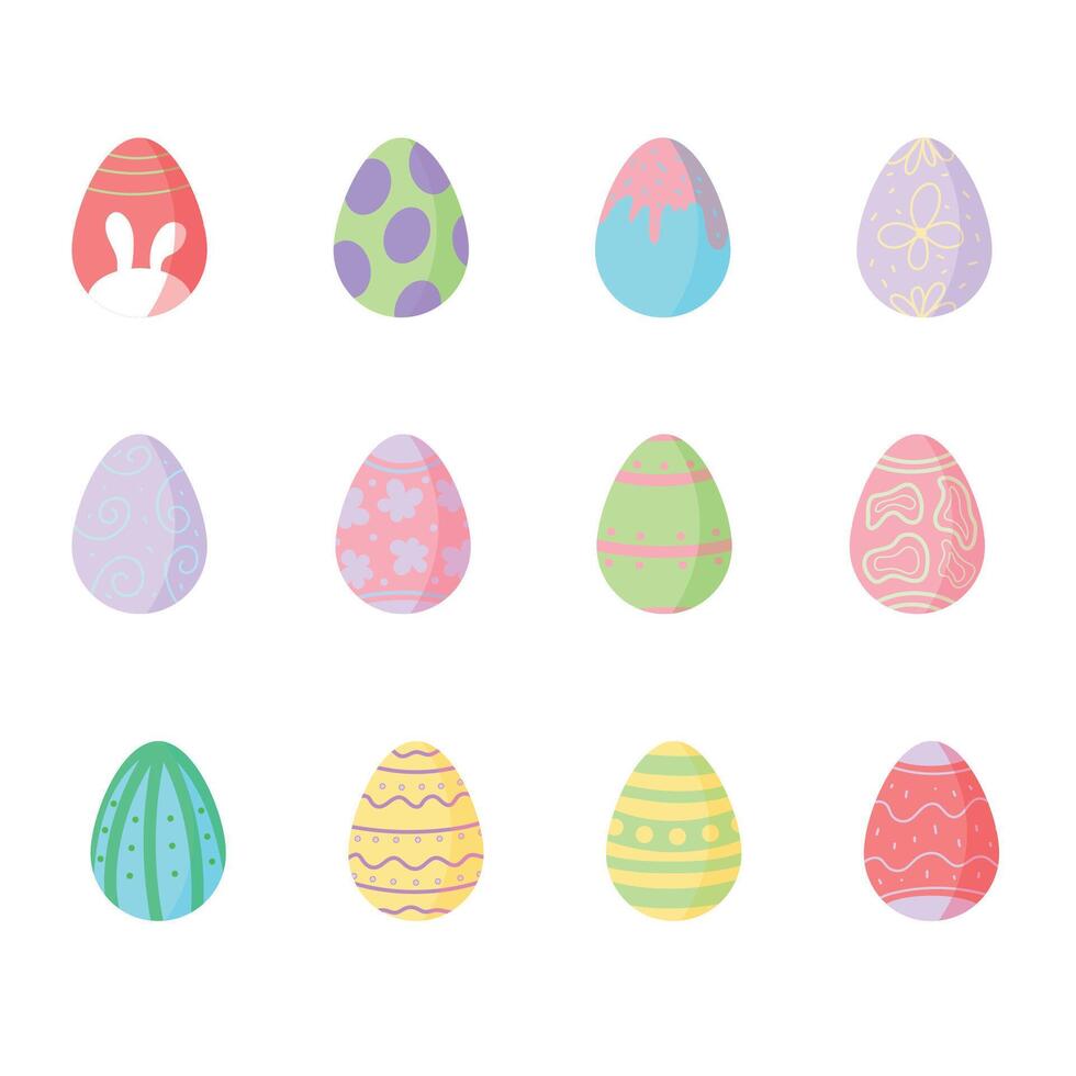 Easter eggs for poster, card, banner. Happy Easter symbol vector illustration. Cute set of easter eggs.