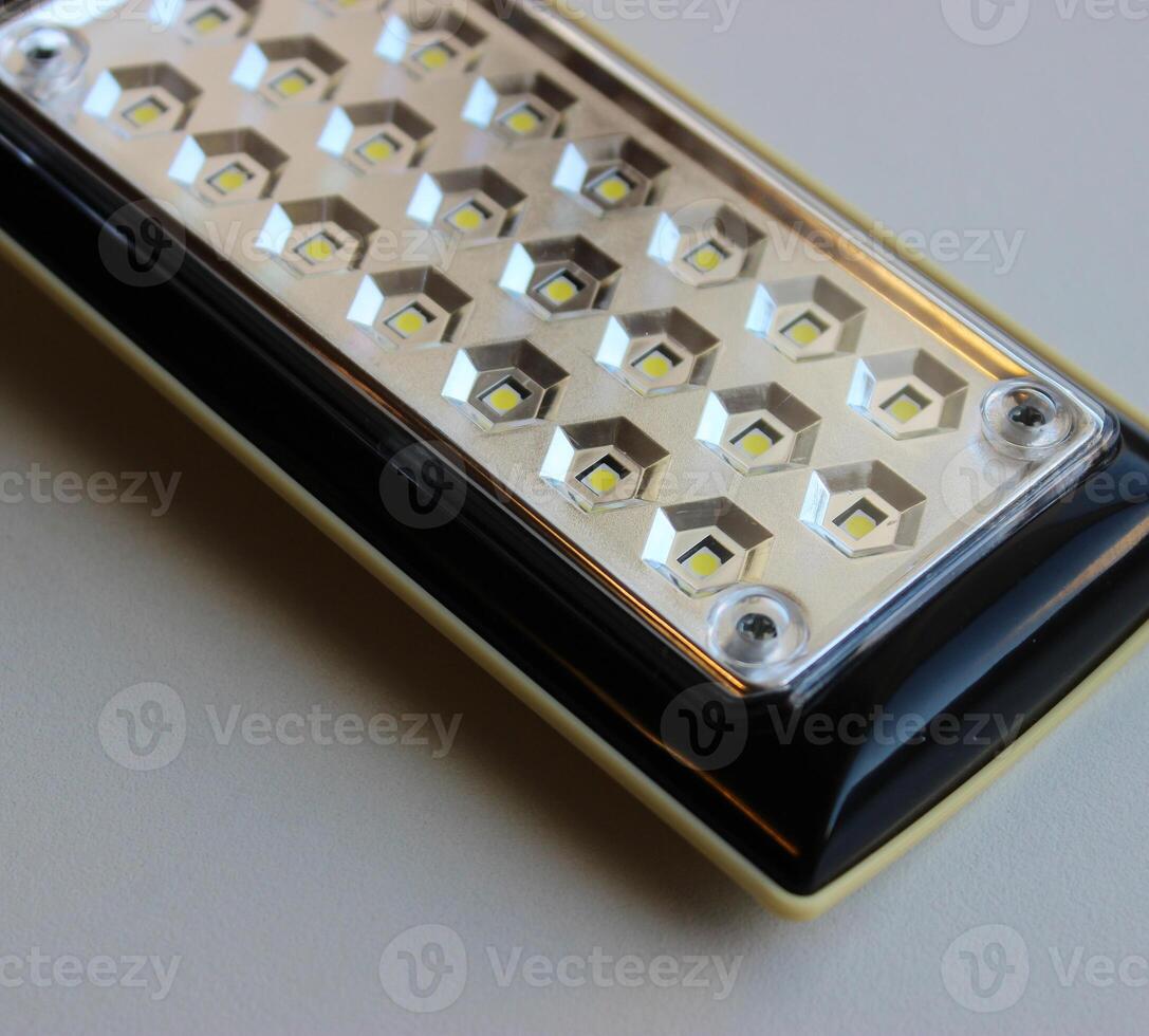 Light panel of modern lamp with LED sockets detailed studio isolated photo