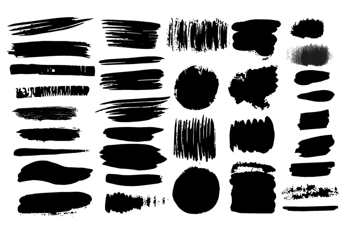 negro cepillo ataque, tinta pintar y grunge fondo, acuarela, sucio textura, salpicar. conjunto vector artístico diseño elementos aislado en blanco antecedentes.