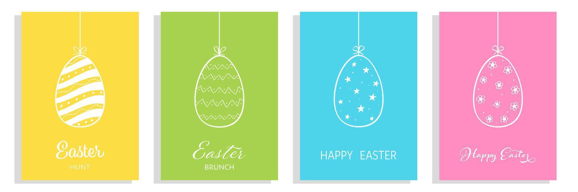 Set of Happy Easter greeting card, invite, poster or banner. vector