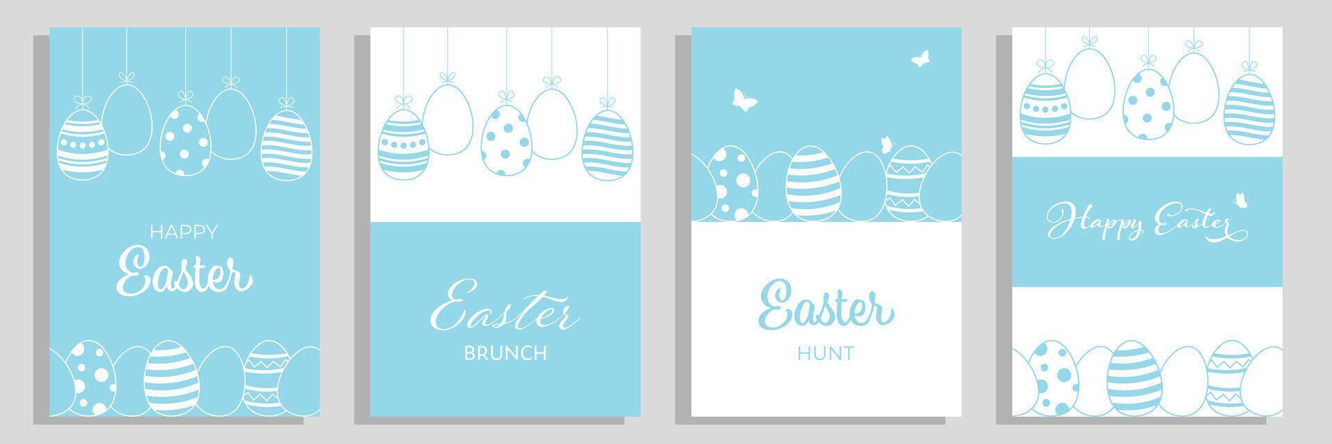 Happy Easter greeting cards set. vector