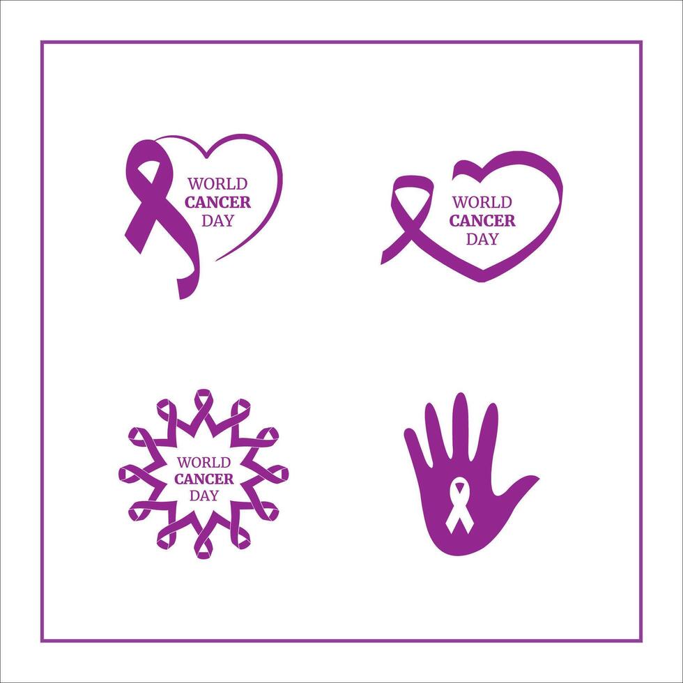 Set collection of world cancer day symbols for banner and social media, vector