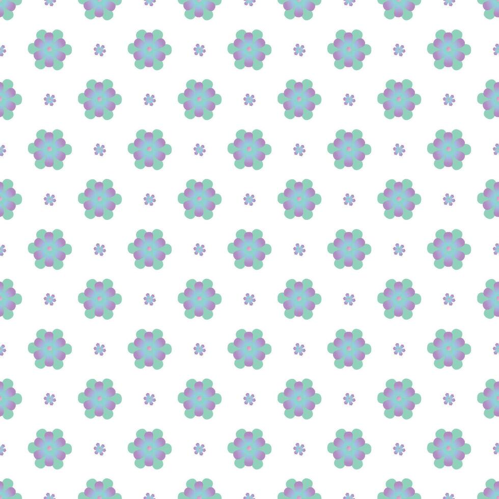 Seamless pattern with purple and green flowers on a white background vector