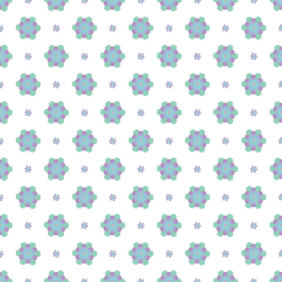 Seamless pattern with purple and green flowers on a white background vector