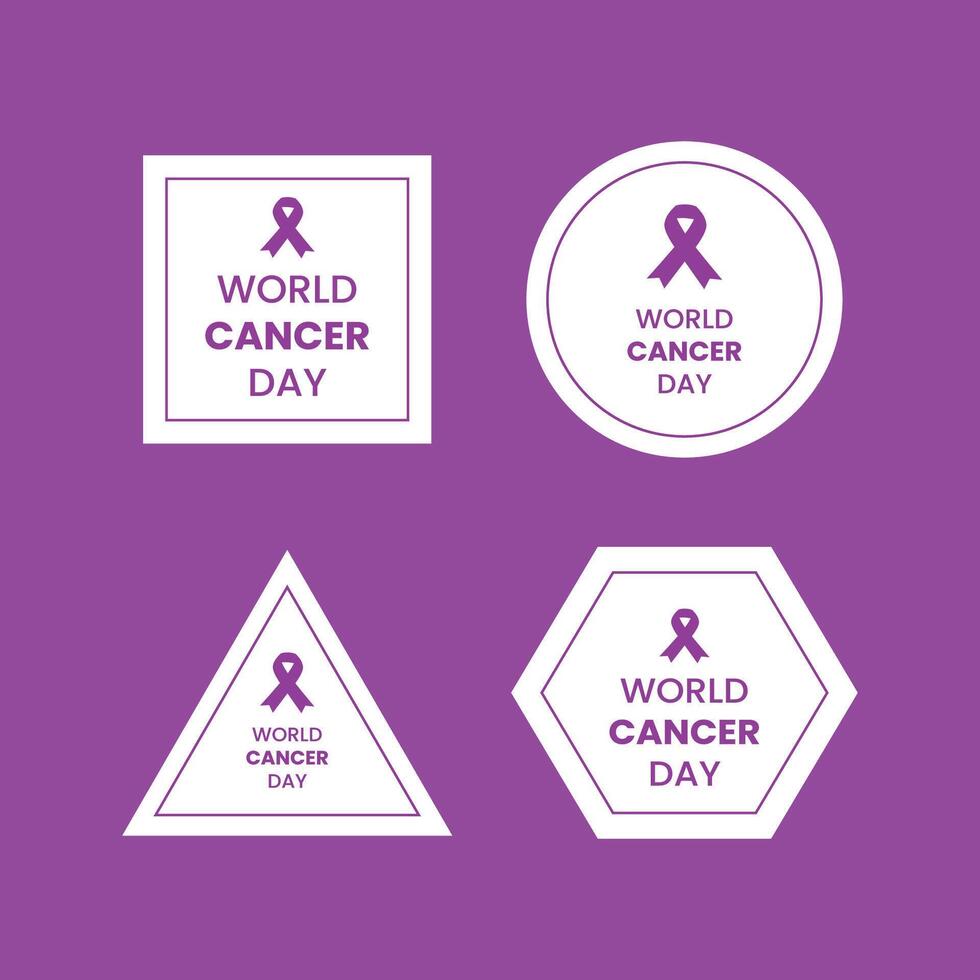 Vector world cancer day awareness month white flat label collection