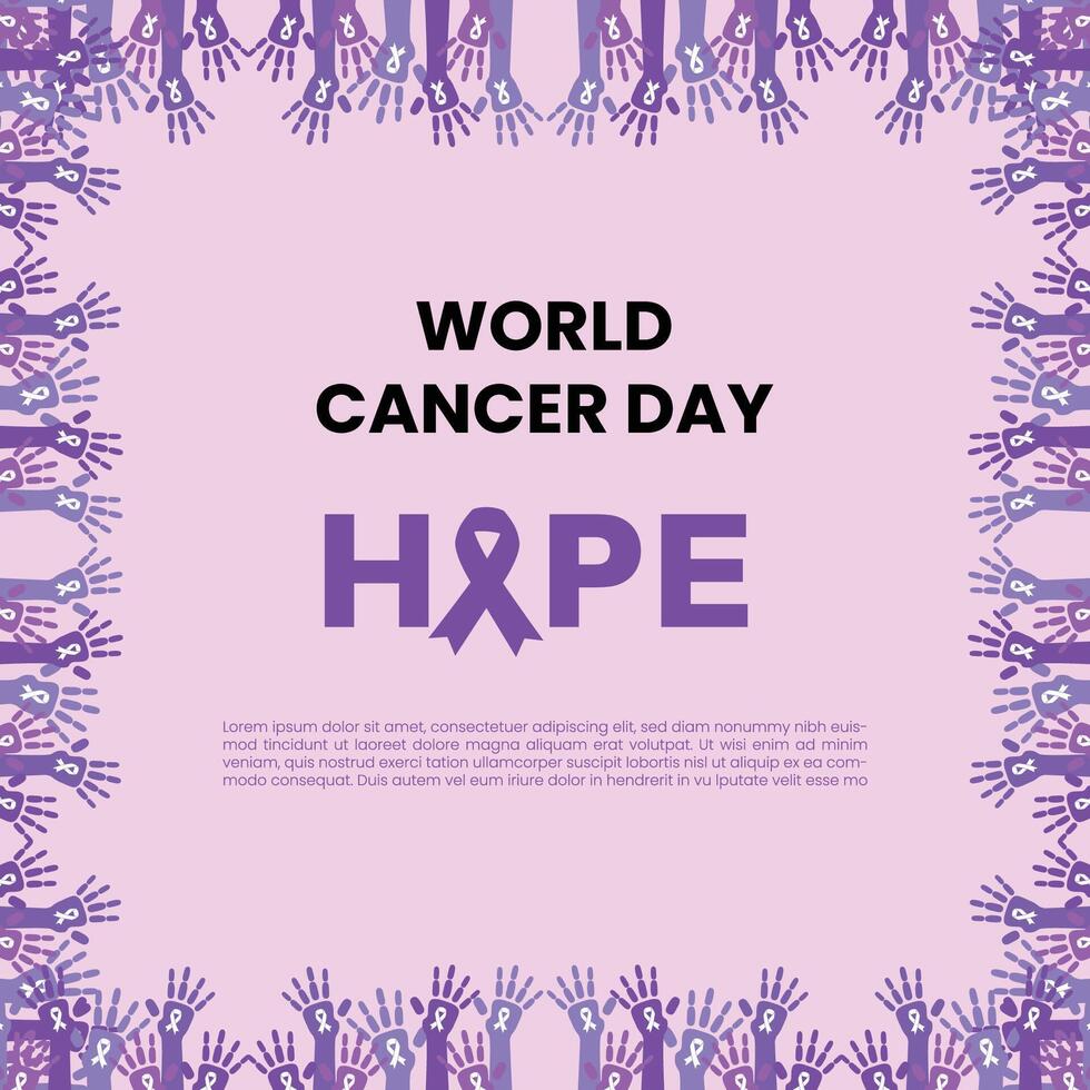 world cancer day charity hope vector background, social media template