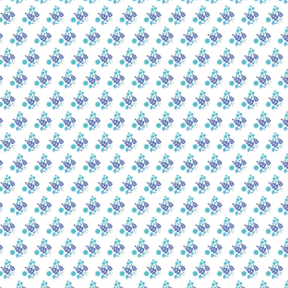 seamless pattern with blue and green floral leaves vector