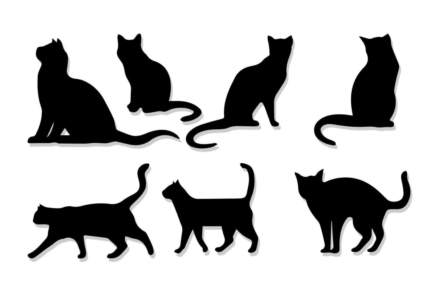 gato silueta elemento vector conjunto