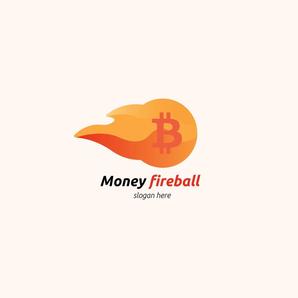 naranja degradado bola de fuego moneda logo vector