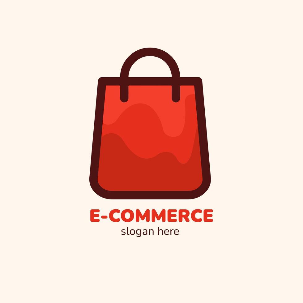 Simple Shopping Red Bag Logo vector