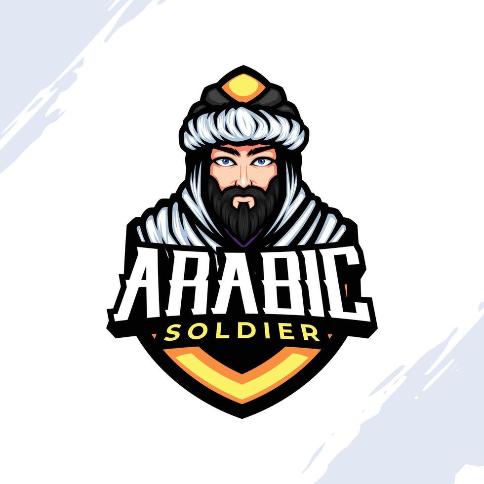 clásico árabe Ejército antiguo hombre logo mascota vector