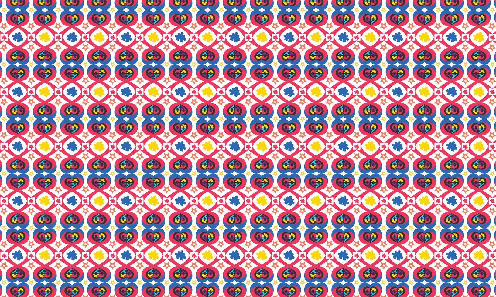 Colorful puzzle seamless pattern. Autism awareness theme background. Vector illustrations.
