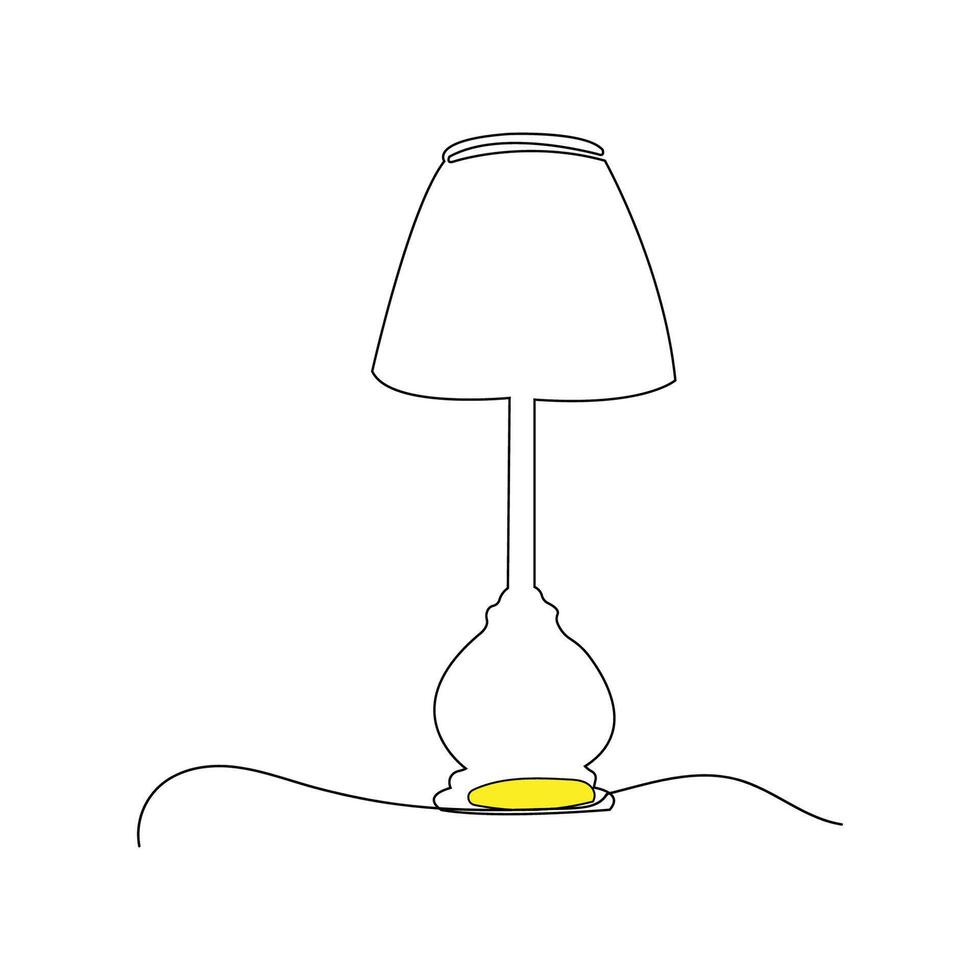 Table lamp line art flat design vector isolated on white background.