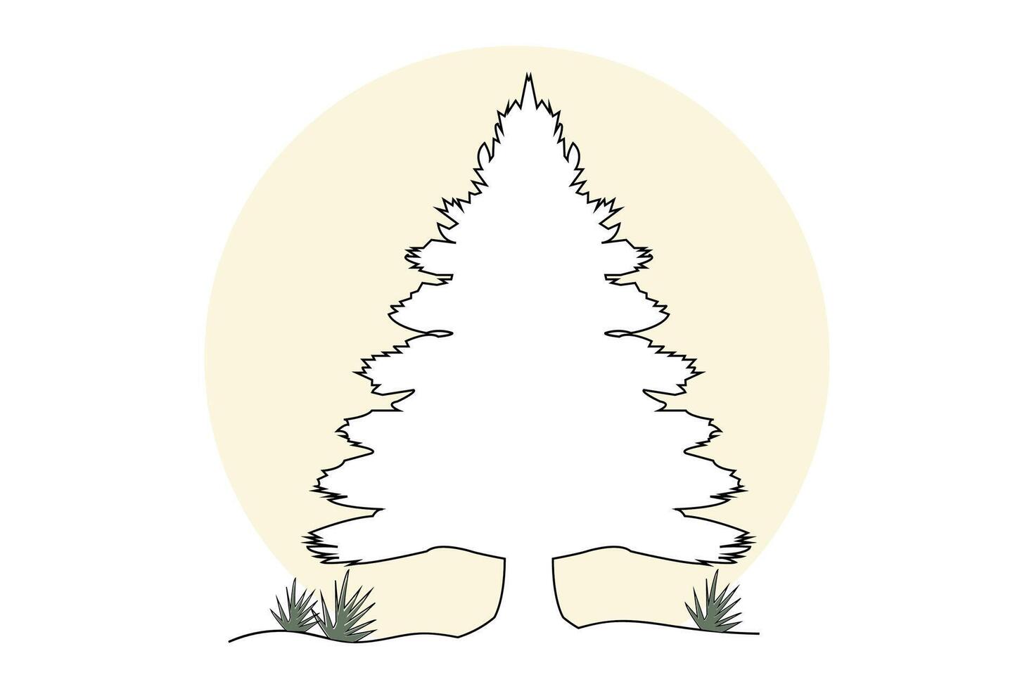 Simple hand-drawn forest tree flat vector isolated on white background.