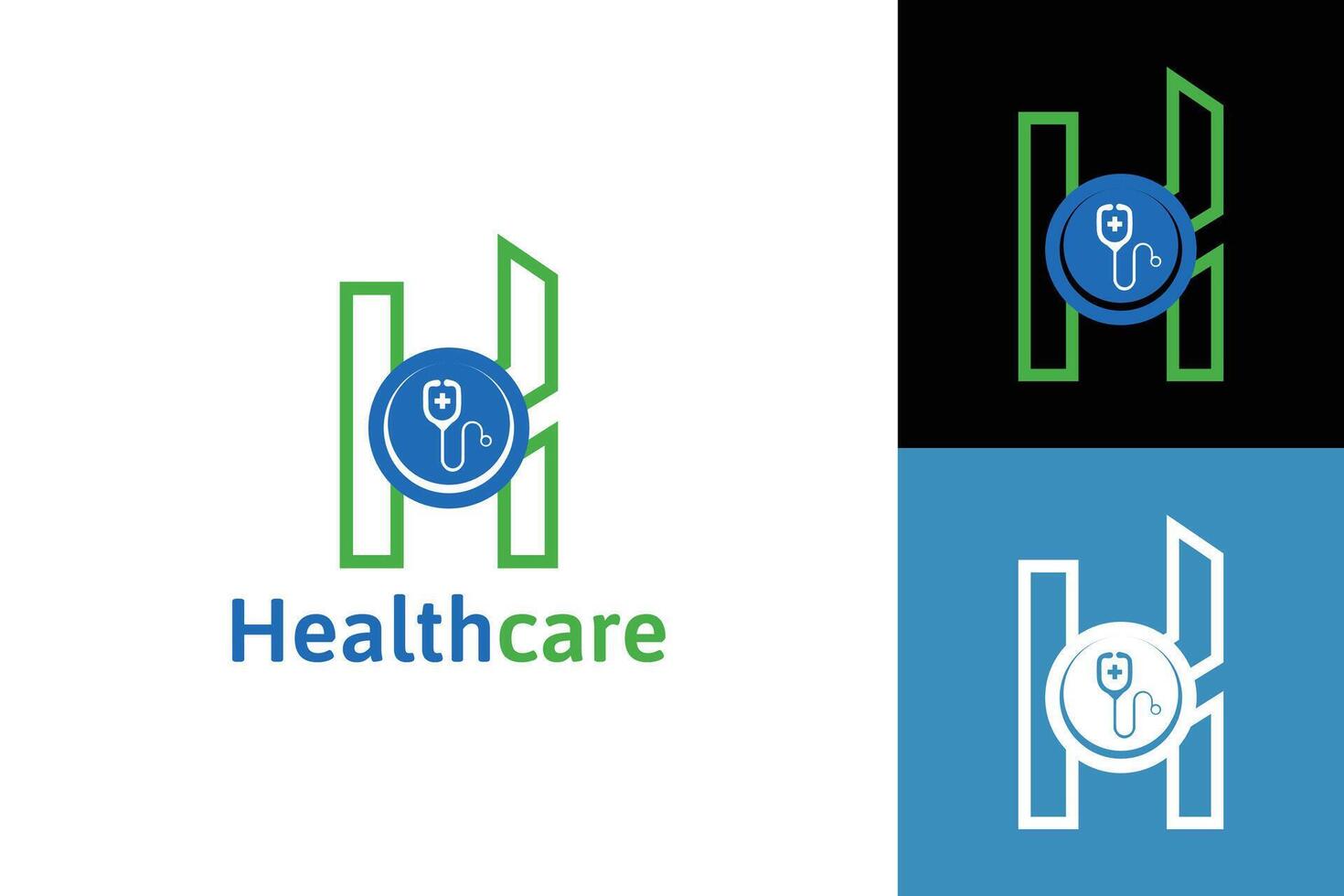 Healthcare logo with letter H. Letter H medical logo icon. Vector