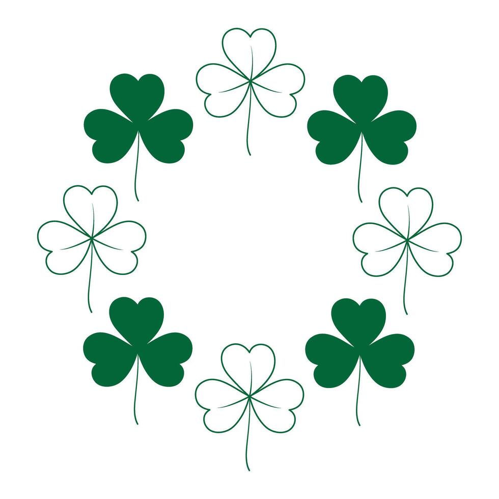 Abstract shamrock frame with top and bottom border in trendy green. Concept for St. Patrick greeting vector