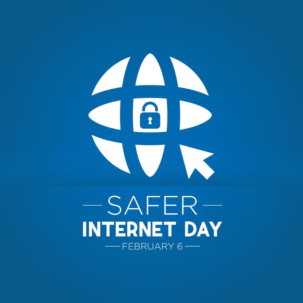 Safer Internet Day, February 6. Online and cyber security awareness vector template for banner, card, poster and background design. Vector illustration.