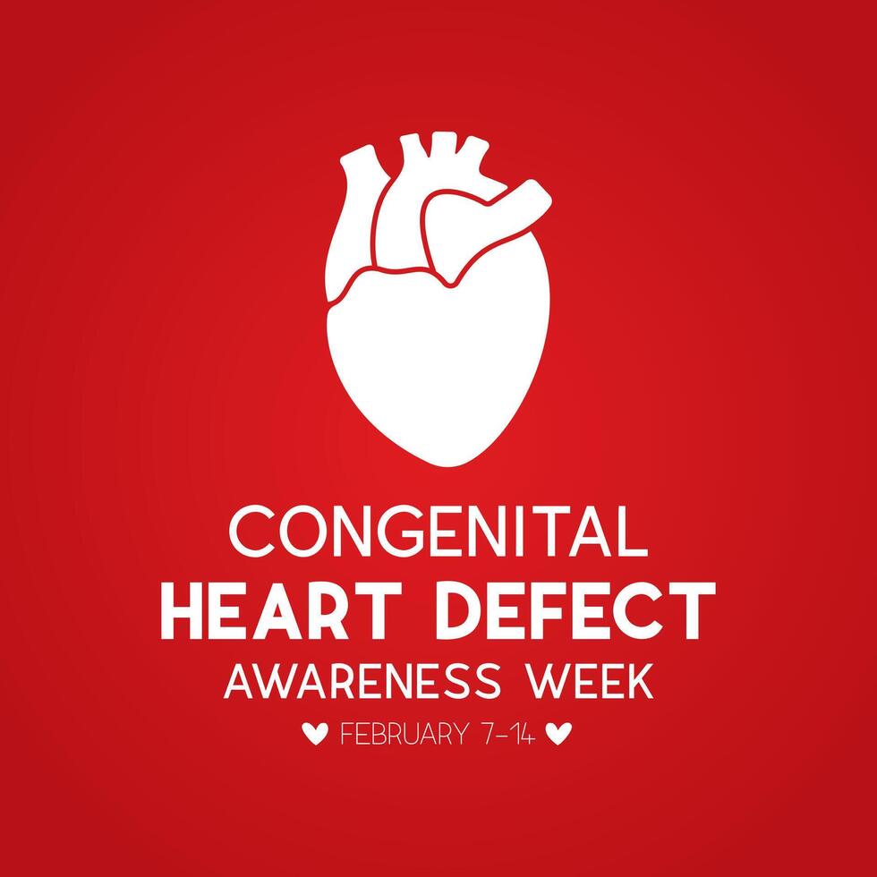Congenital Heart Defect Awareness Week observed every year in during February 7 to 14. Health and Medical Awareness Vector template for banner, poster and background design. Vector illustration.