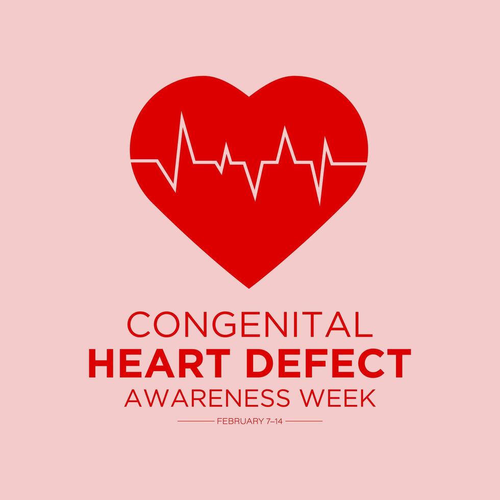Congenital Heart Defect Awareness Week observed every year in during February 7 to 14. Health and Medical Awareness Vector template for banner, poster and background design. Vector illustration.