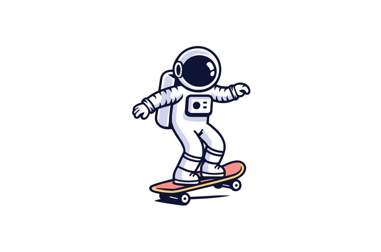 Cute Astronaut Riding skateboarding Cartoon Vector Icon Illustration. Science Food Icon Concept Isolated Premium Vector. Flat Cartoon Style