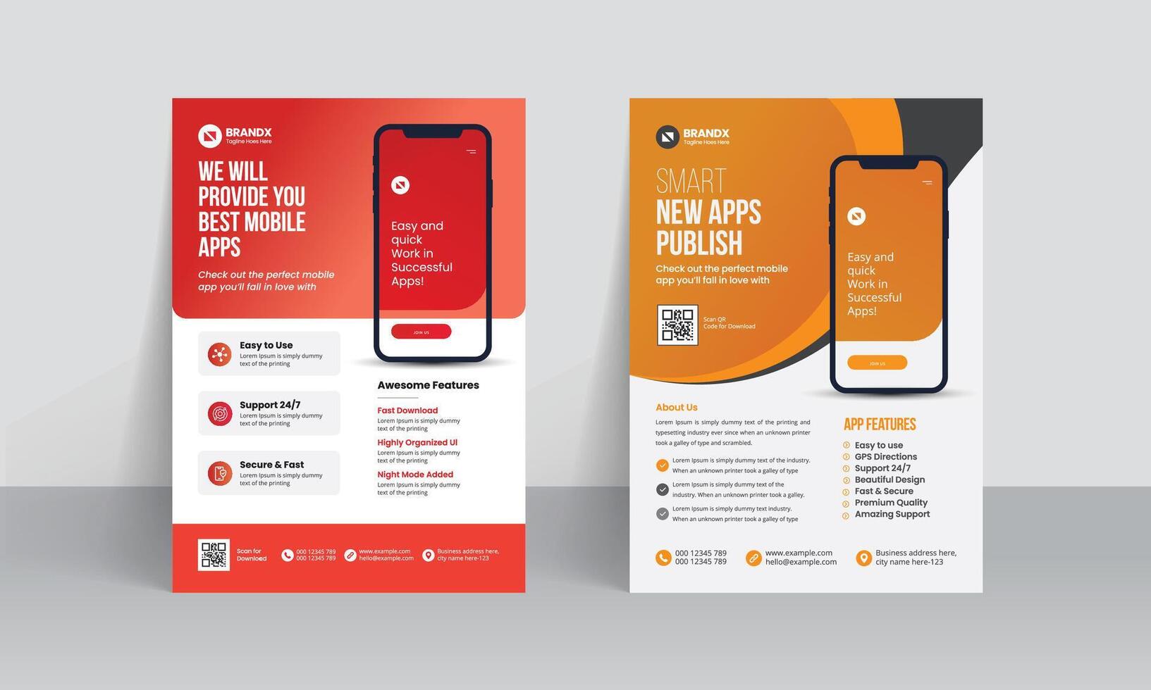 Mobile app promotion flyer brochure cover template with creative layout vector
