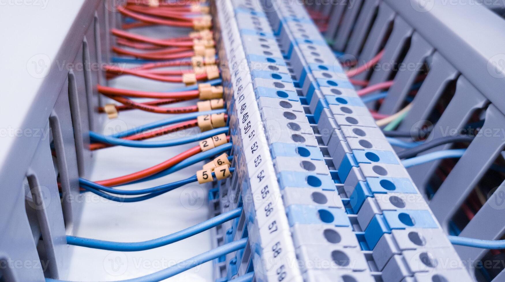Terminal of control. Control panel assembly with wire and terminal box, ground terminal, personal earth terminal photo