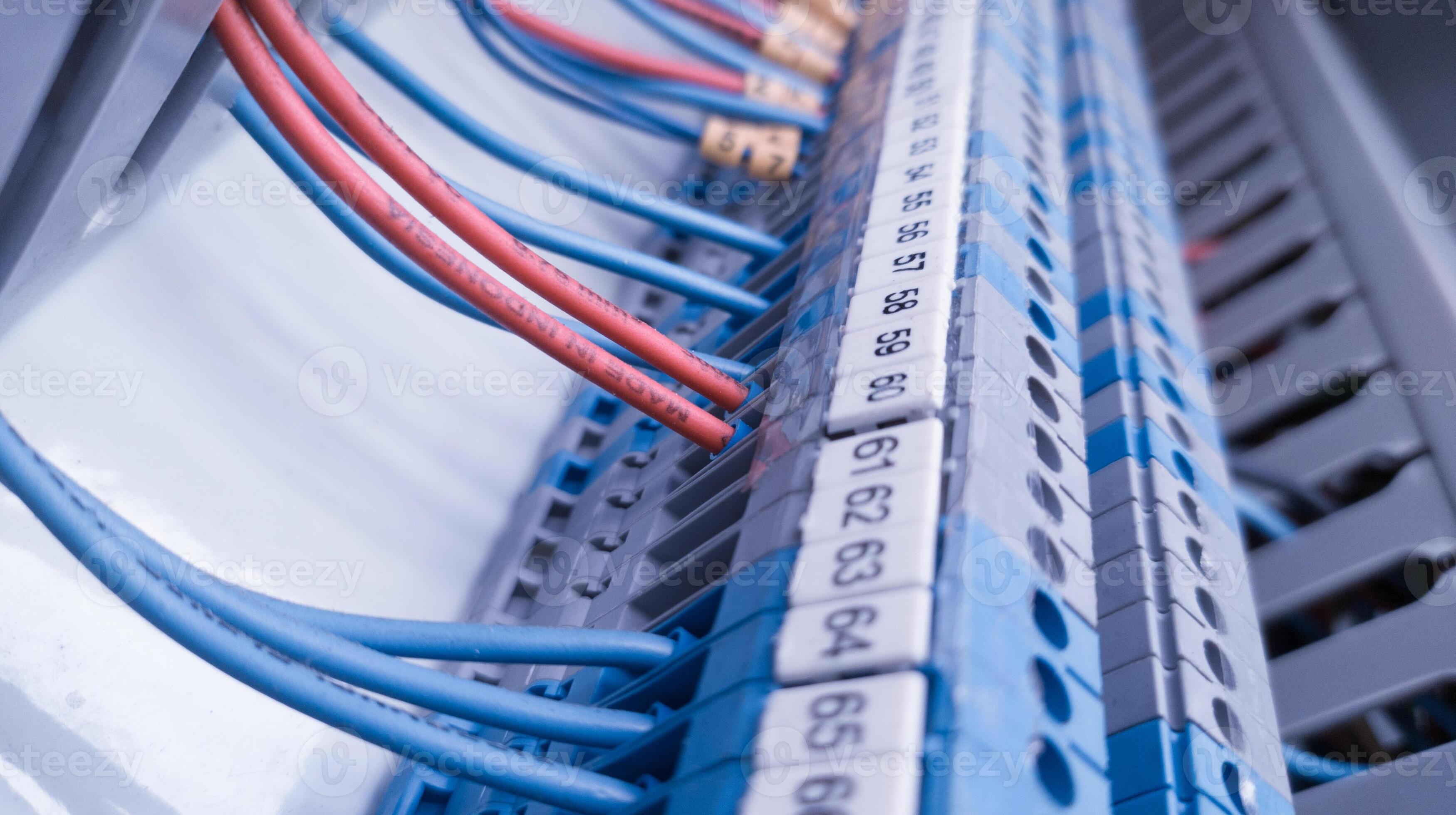 Terminal of control. Control panel assembly with wire and terminal box