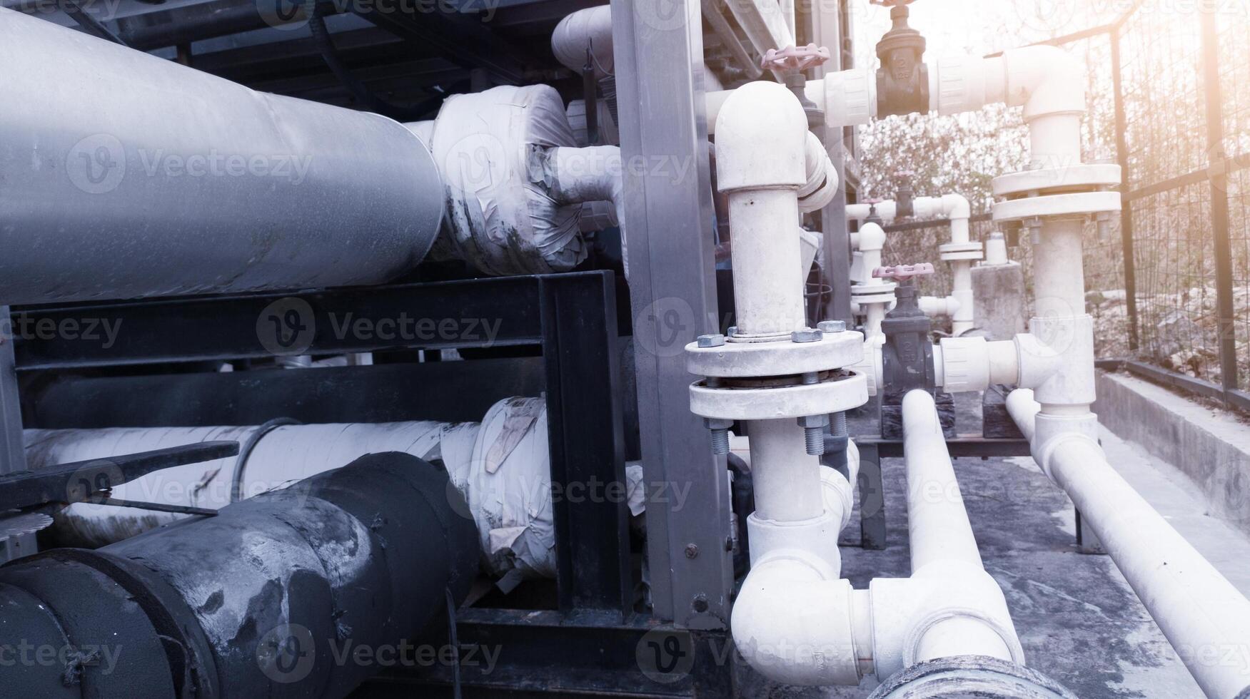 Chiller system and pipping line of industrial construction at boiler pump system photo