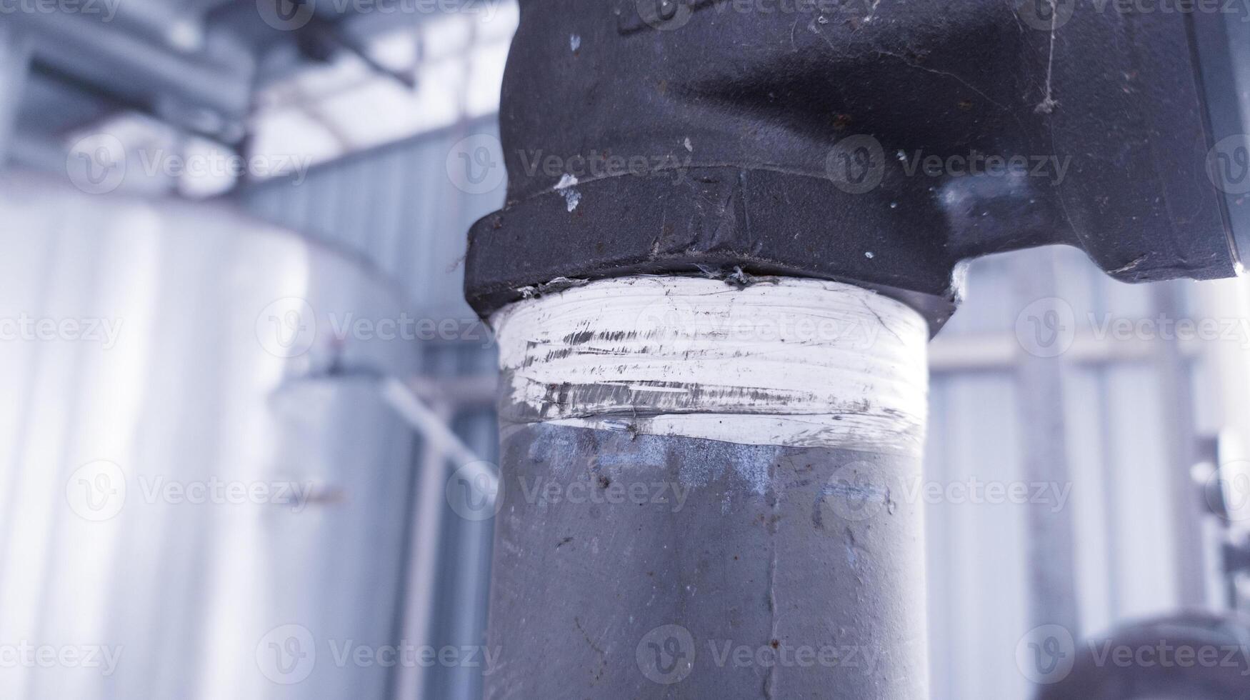 thread connection pipe valve with seal tape for protection of leak. photo