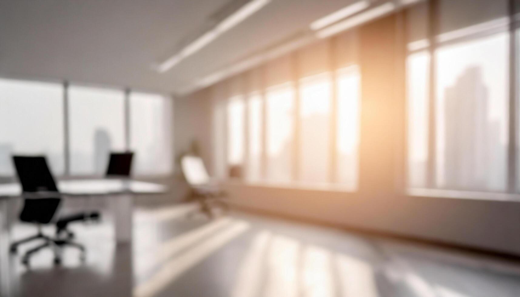 AI generated Abstract blurred interior modern office space copy space. photo