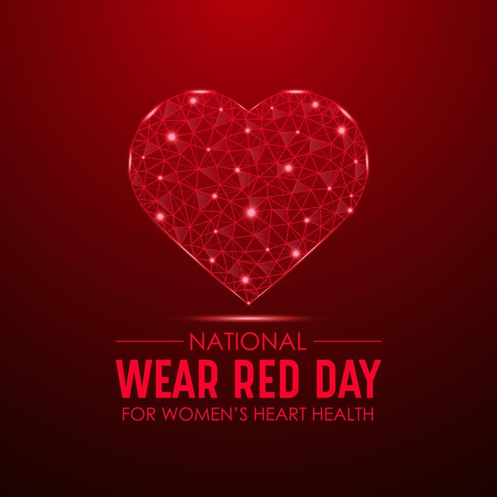 National Wear Red Day celebrated every year on February 2. Vector illustration on the theme of Wear Red Day. Vector Template for banner, greeting card, poster and background design.