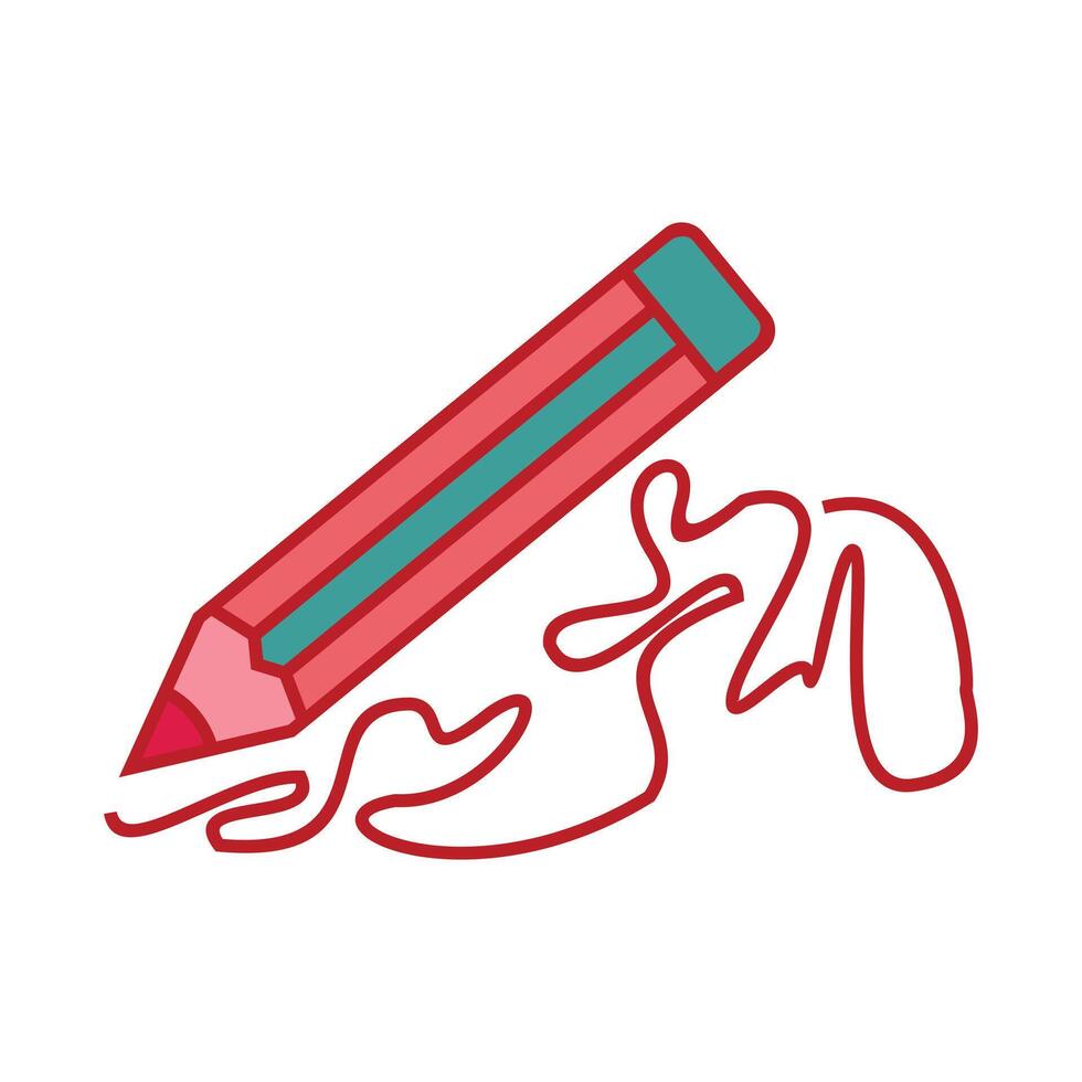 Pencil with eraser icon in flat style on a white background. element design stationery. Colored pencil template and doodles on white background vector