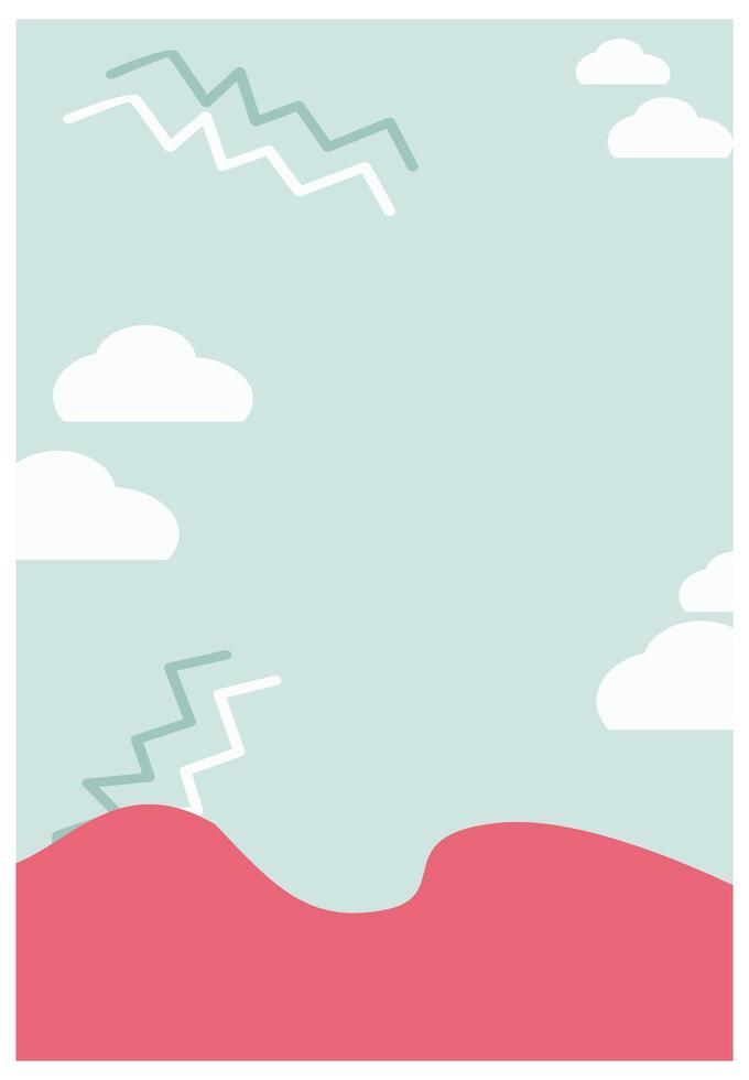 Summer landscape with sky and clouds, vector illustration in flat style.