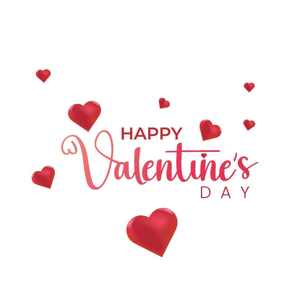 Happy Valentine's Day typography with handwritten calligraphy text, isolated vector design