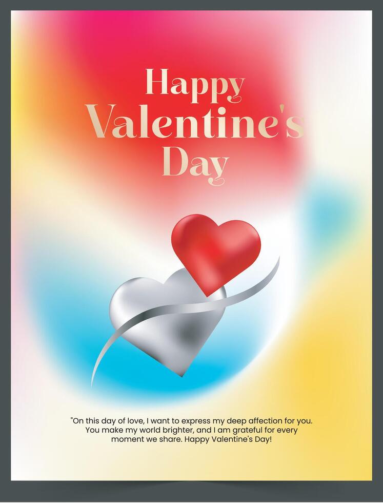 Happy Valentine's day red heart Vector card Design