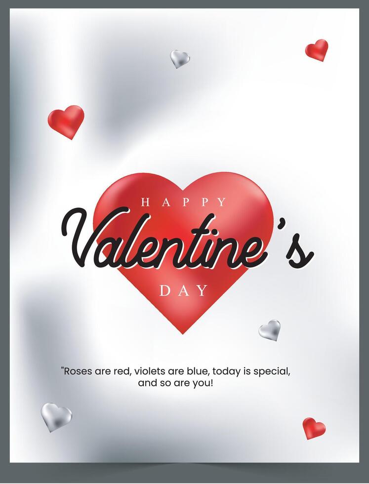 Happy Valentine's day red heart Vector card Design