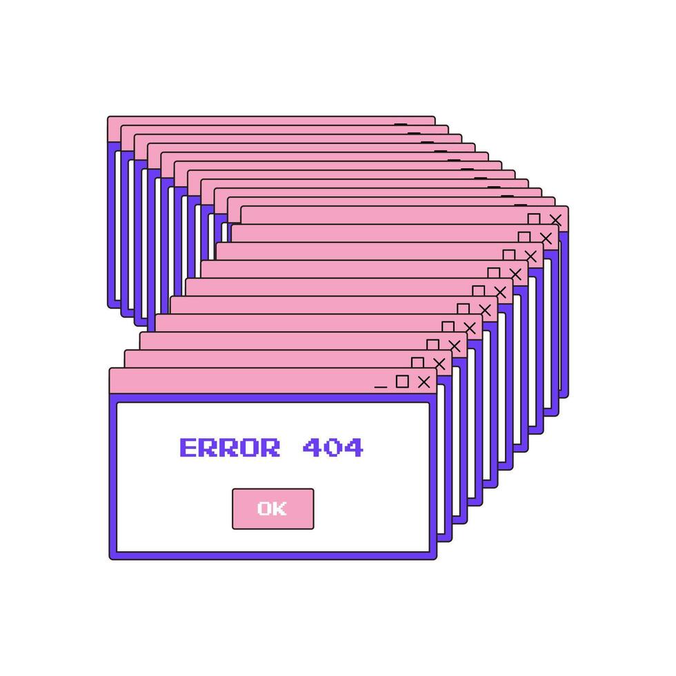 y2k interface, retro groovy psychedelic, browser error window hovering vector