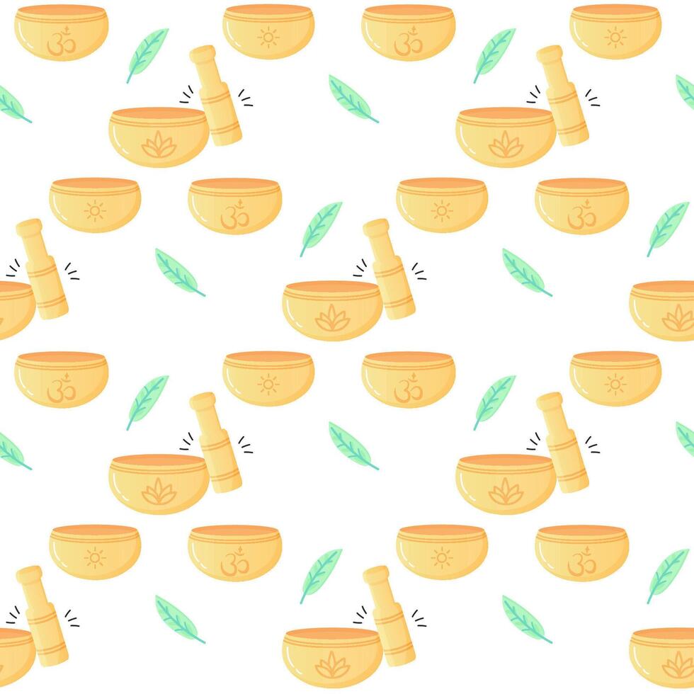 Seamless pattern of singing bowls.  For your fabric or design vector