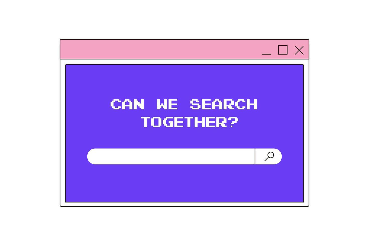 neobrutalism, y2k interface, retro groovy internet window, search, search bar vector