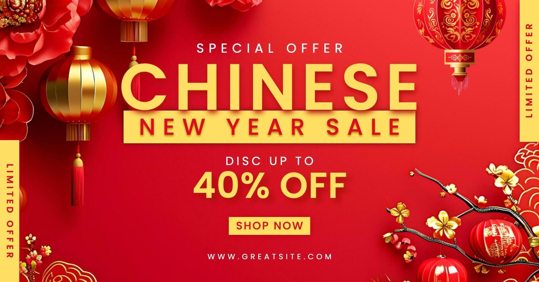 Red Yellow Chinese New Year Sale Facebook Ad template