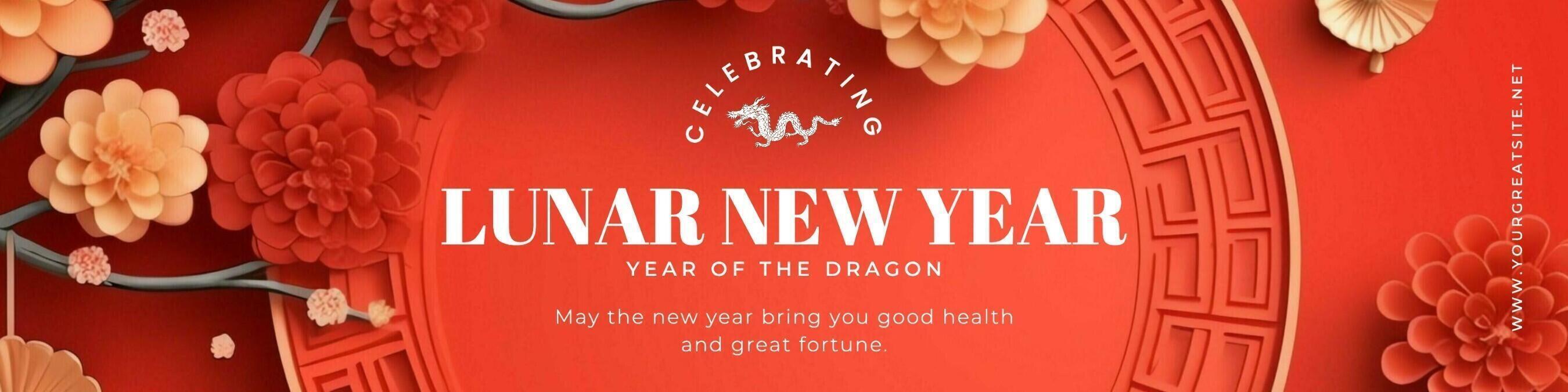 Red Modern Lunar New Year Linkedin Banner template