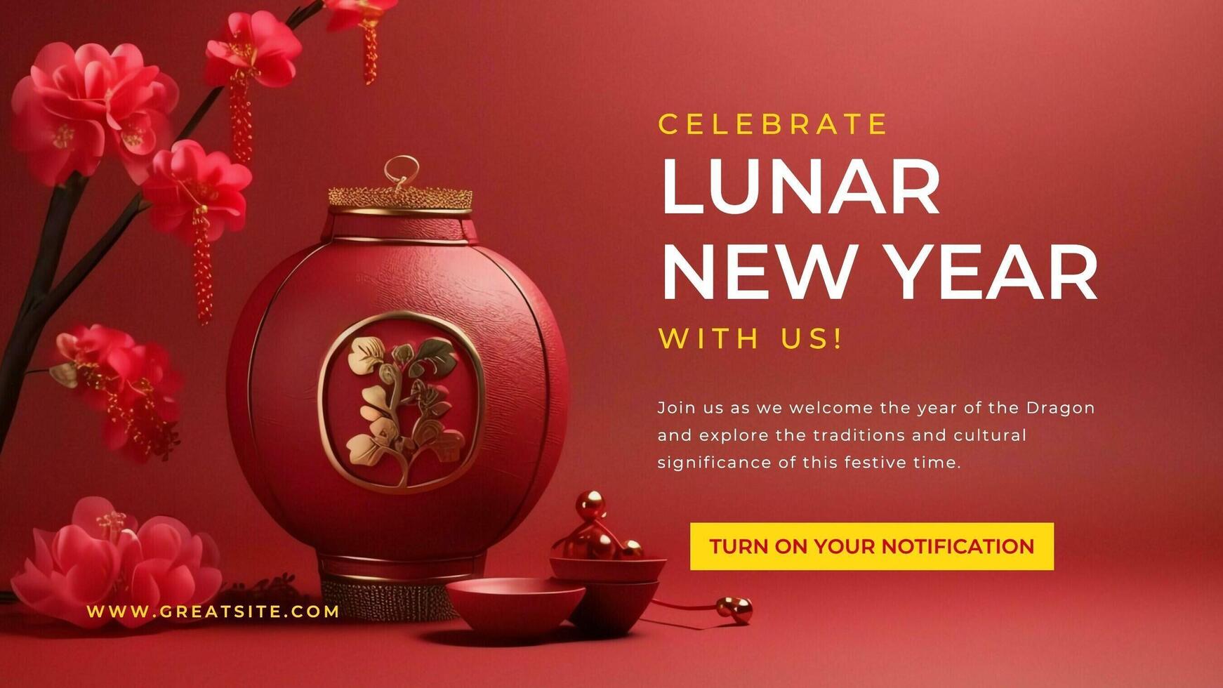 Red Yellow Lunar New Year Youtube Banner template