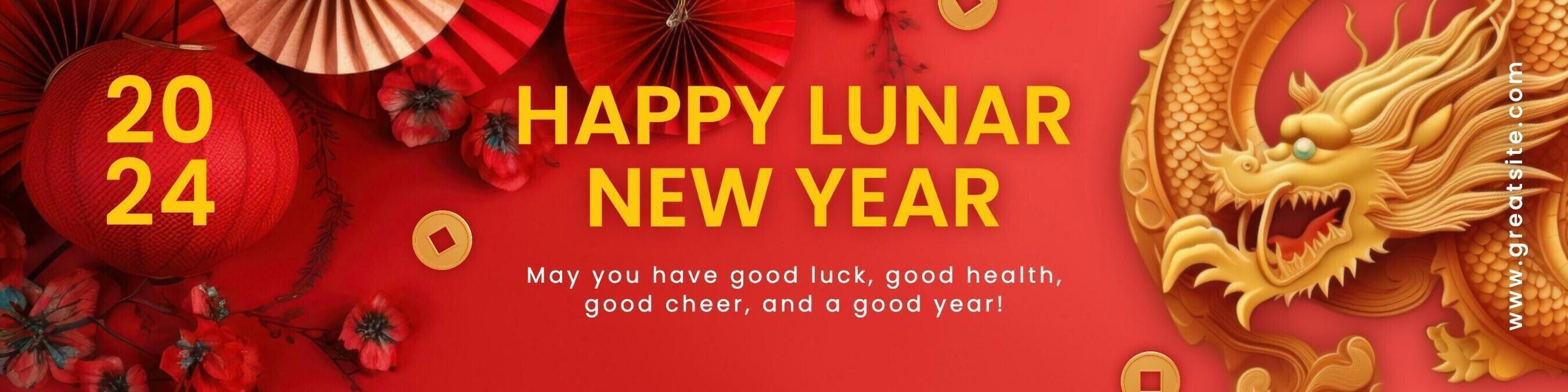 Red Gold Modern Lunar New Year Linkedin Banner template