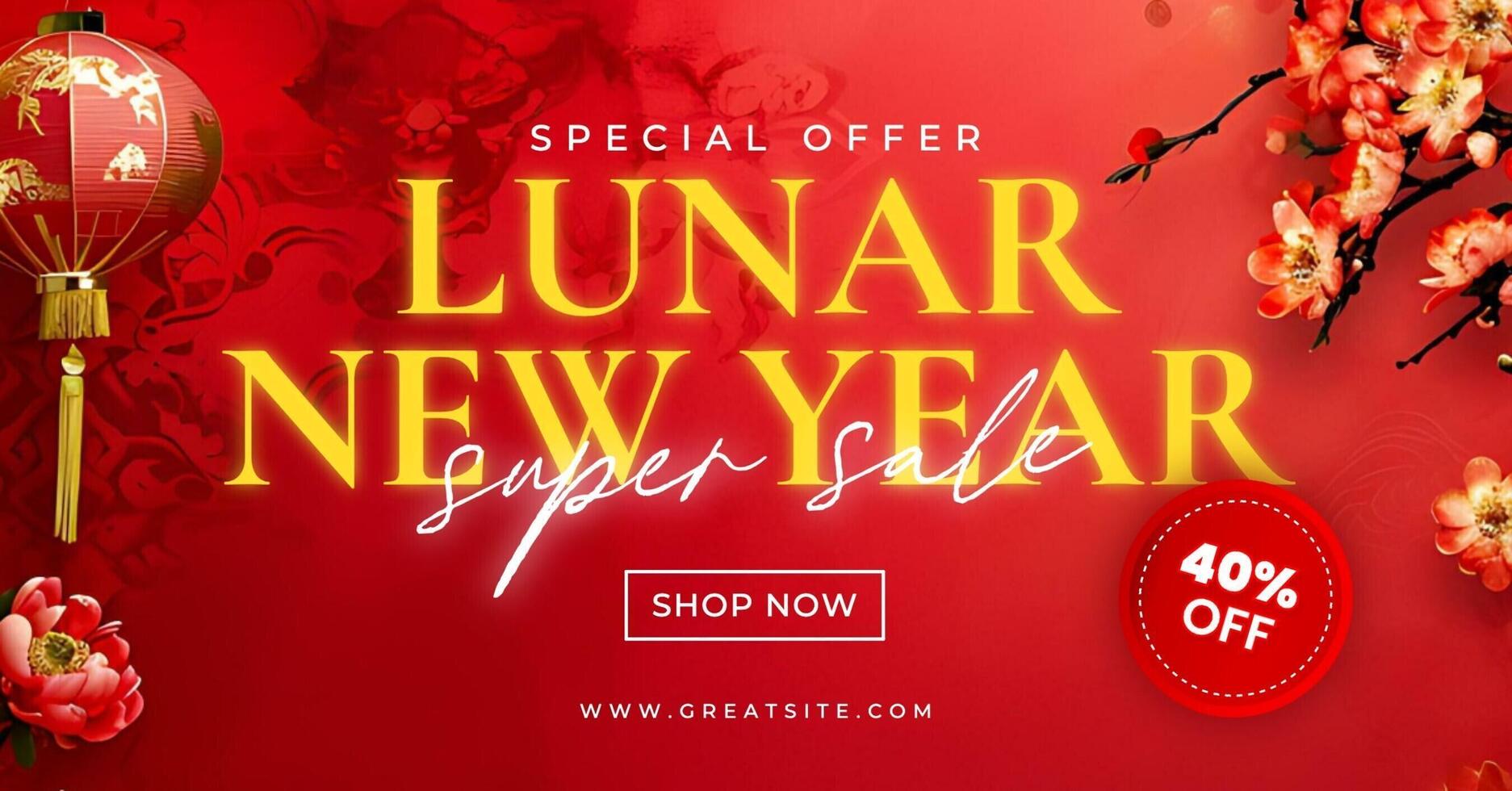 Red Lunar New Year Sale Facebook Ad template