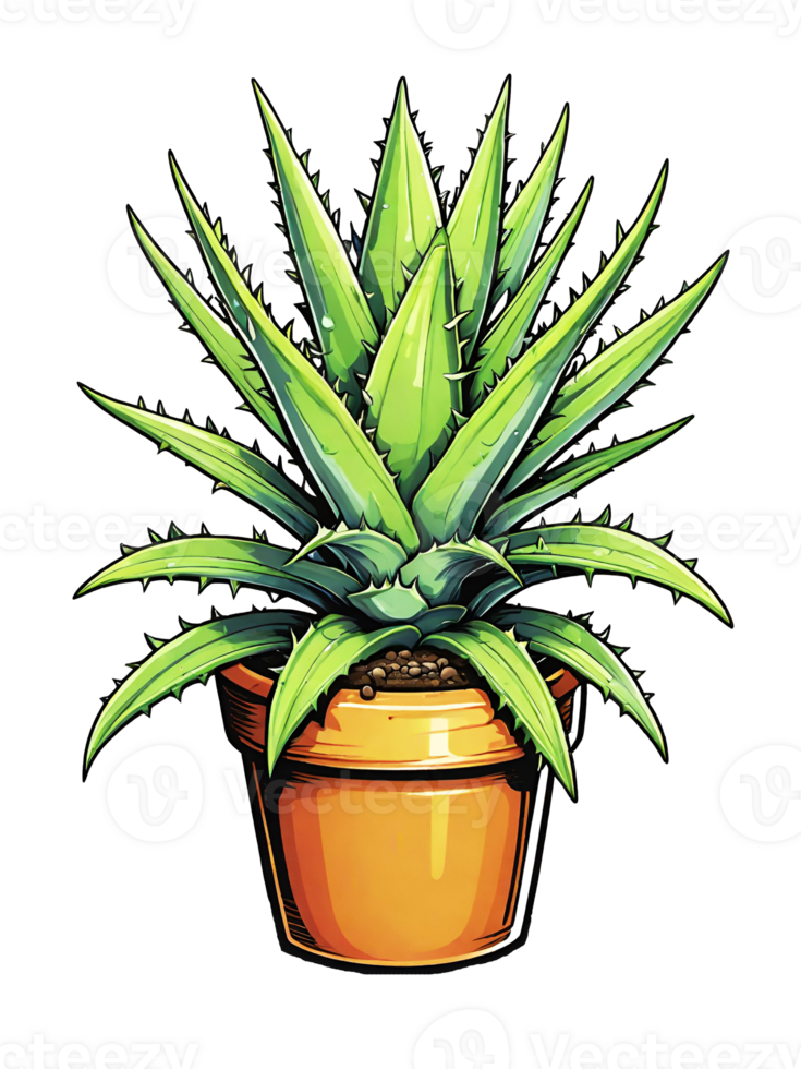 AI generated Illustration of aloe vera plant in pot on transparent background png