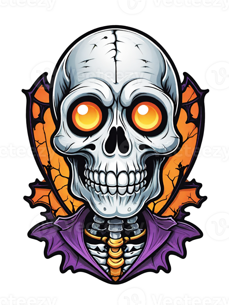 AI generated Halloween illustration of skeleton on transparent background png